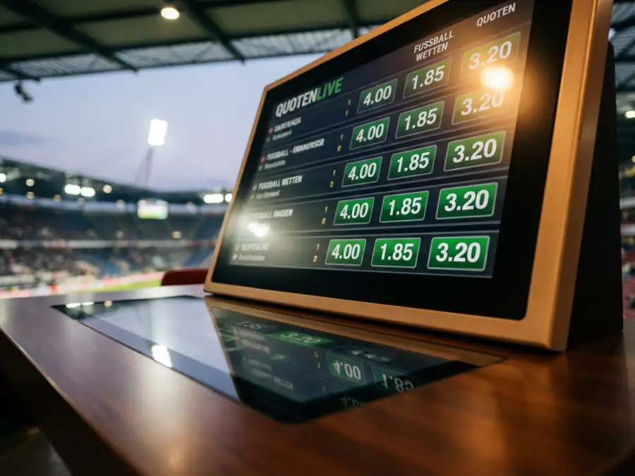 Dezimale Wettquoten zur FIFA WM 2026 auf einem Bildschirm mit Flaggen der Favoritenteams